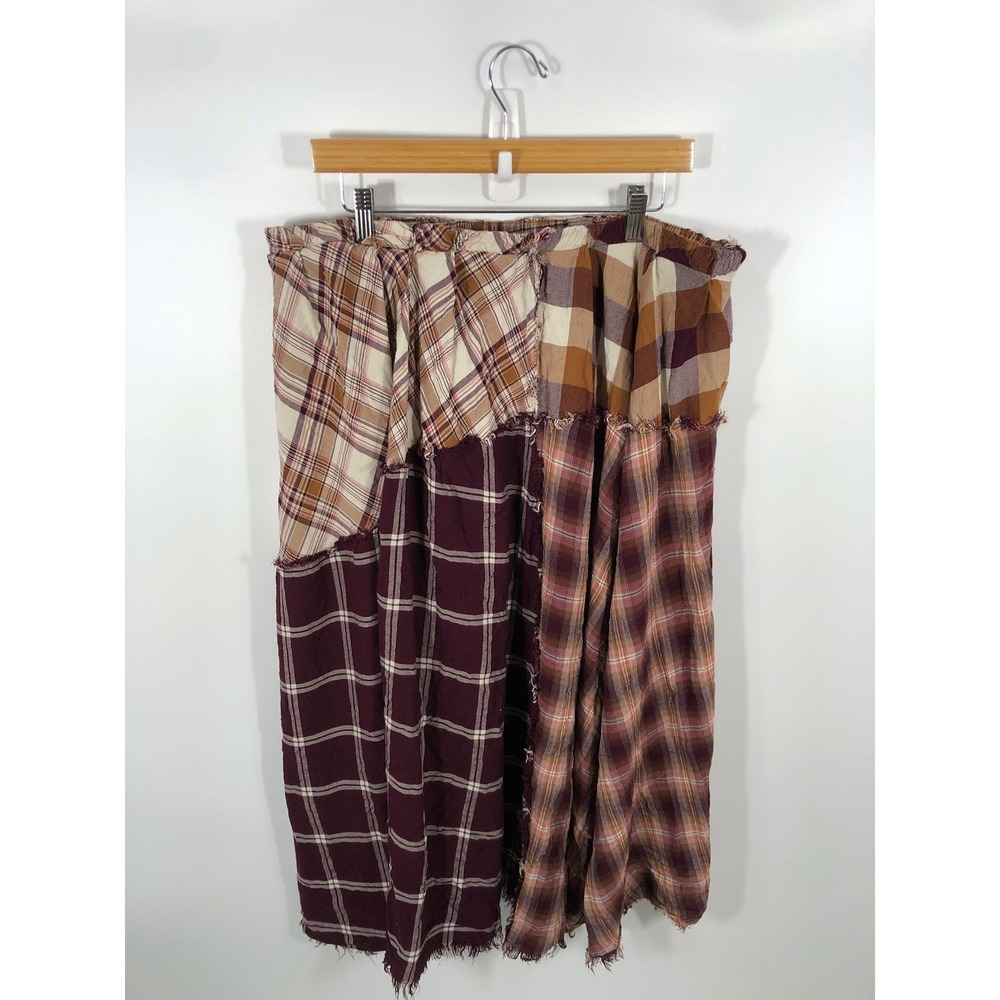 Women Plaid Patchwork Midi Skirt 18 Multicolor Boho Shabby Chic Festival Concert
